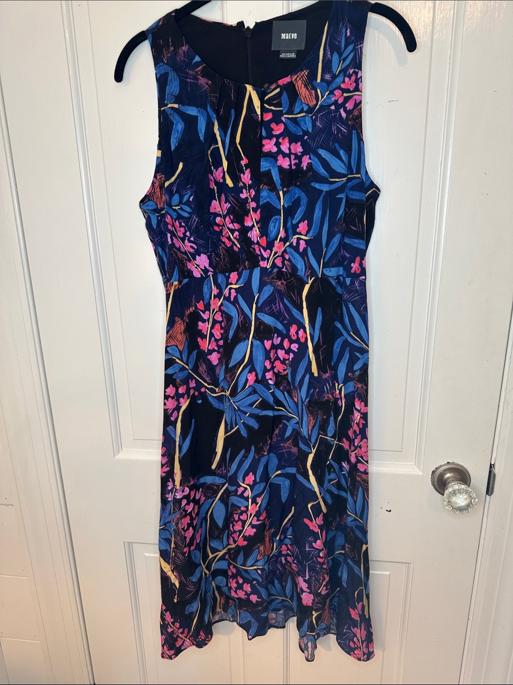 Maeve Navy Dress with Pink & Blue Floral‎ Print size S EUC